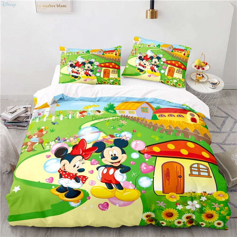 

Disney Mickey Mouse Minnie Mouse Bedding Set Children Duvet Covers Pillowcases Cartoon Bed Set Comforter Bedding Sets Bedclothes