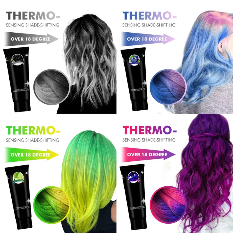 

Thermochromic Color Changing Wonder Dye Mermaid Hair Dye Gray Hair Color Cream Thermo Sensing Shade Shifting Hair Color Wax