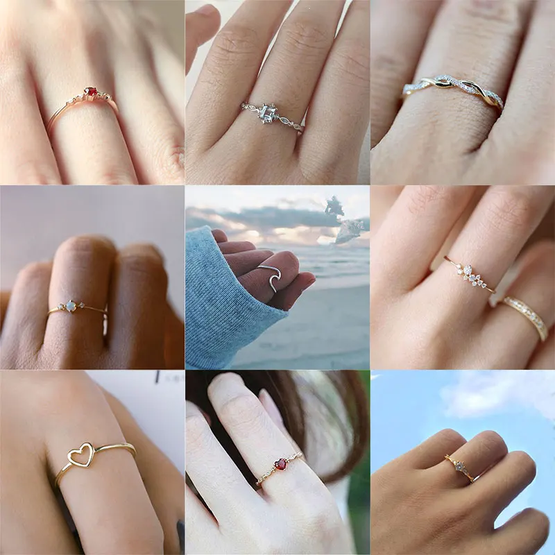 Женское кольцо с сердечками минималистичное металлическое волнистым узором из