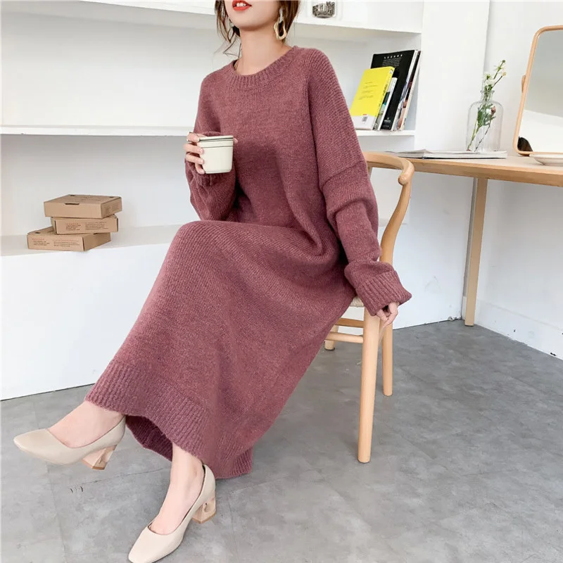 Женский трикотажный пуловер LANMREM Однотонный свитер с круглым вырезом Осень зима