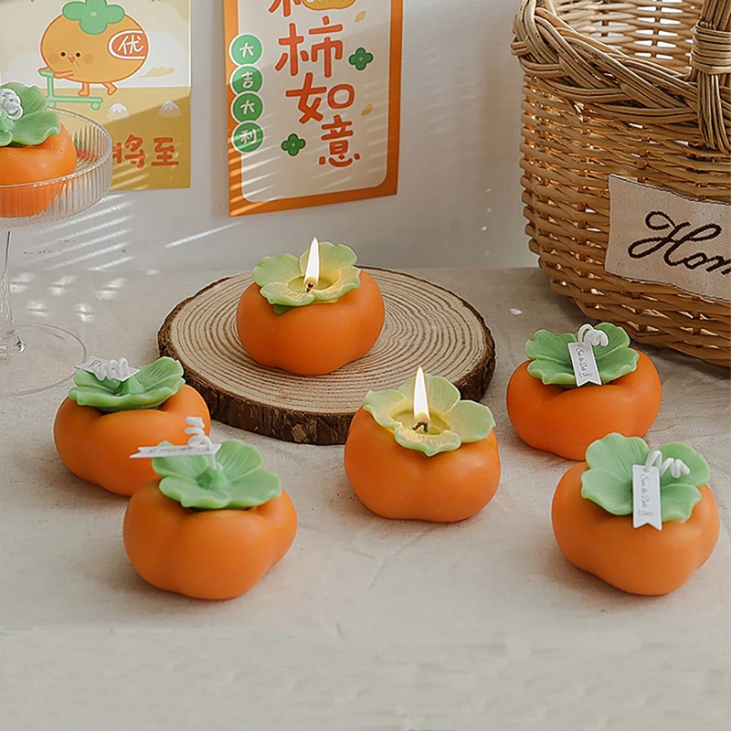 

1pc Persimmon Scented Candle Decorative Paraffin Wax Aromatic Candles As a Gift,Shooting Prop,Home Decor for Birthday,Party,Etc.