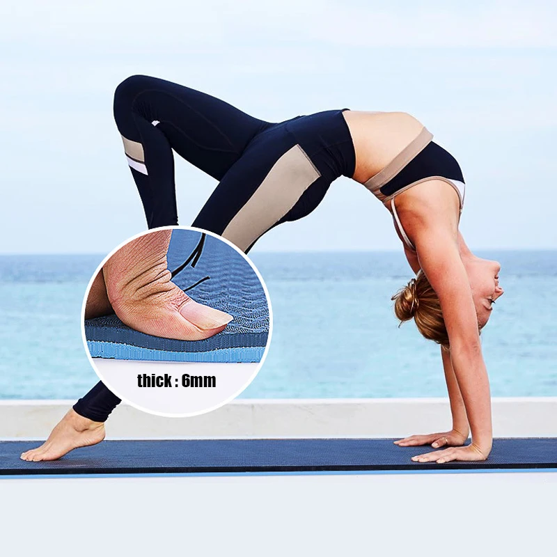 TPE Yoga Mat with Position Line Cushion Non Slip Novice Odorless Exercise Two-color Fitness Gymnastics Mats 6 mm | Спорт и