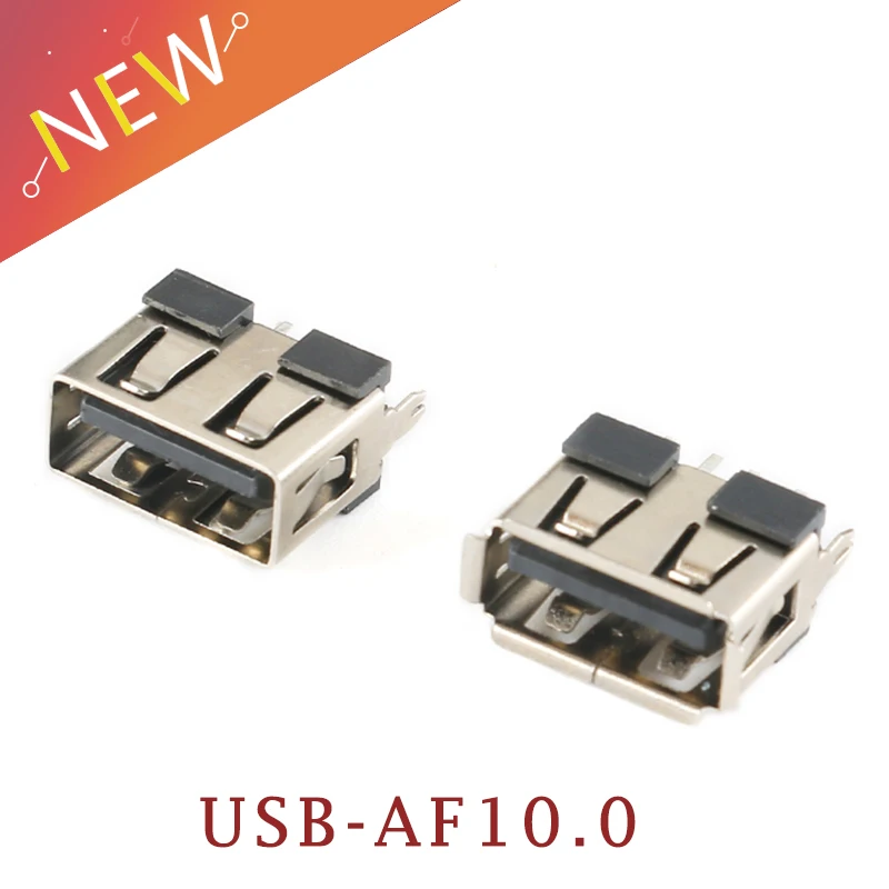 Разъем USB Type A AF10.0 10 шт./лот гнездо для монтажа на печатную плату 4 контактный