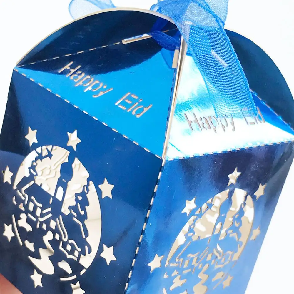 

50pcs/lot Happy Eid Metal Paper Design Candy Boxes Exquisite Palace Candy BoxesFestival Celebration Party Supplies Candy Box