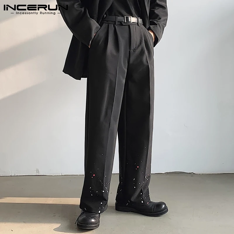 

Модные мужские повседневные брюки на пуговицах с принтом джоггеры Карманы Уличная в Корейском стиле прямые брюки 2021 Pantalones Hombre INCERUN S-5XL