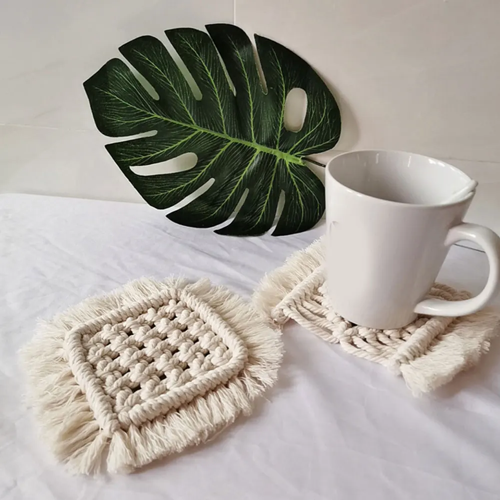 Плетеная подставка богемная скатерть маленькая ручной работы DIY настольное