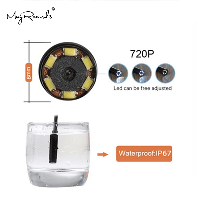 

1M HD720P 8mm Lens WIFI Endoscope Camera Snake USB For Iphone Android Borescope IOS Tablet Wireless Borescope Camera