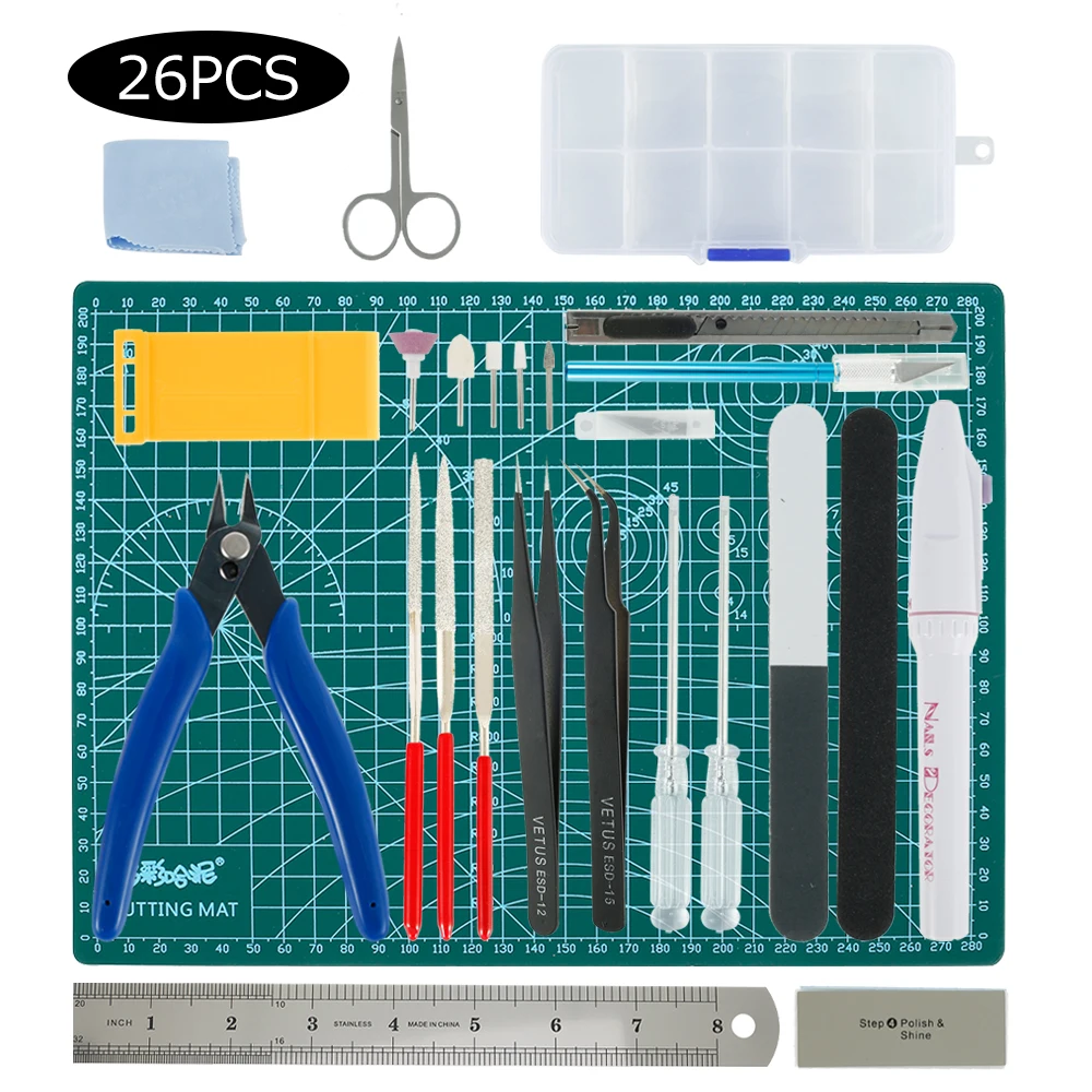 

26pcs Model Building Tools Combo For Gundam Tools Military Hobby Model DIY Accessories Grinding Cutting Polishing Tools Set