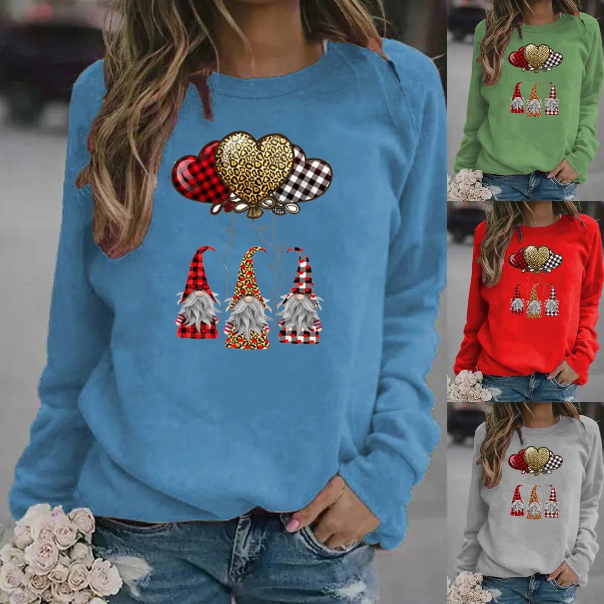 

Женская толстовка с капюшоном с принтом Санта-Клауса, воздушного шара, сердца, Женская флисовая Толстовка свободного кроя с длинным рукавом...