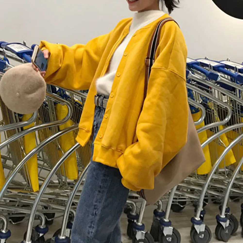 Модное осенне-зимнее женское повседневное свободное однотонное пальто на