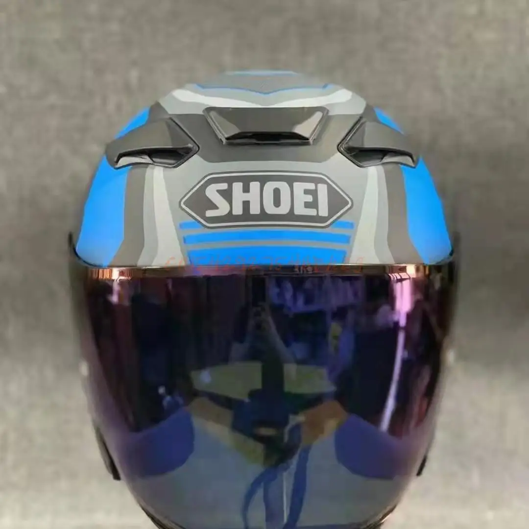 

Мотоциклетный шлем ABS SHOEI серого и синего цвета, всесезонный, для мужчин и женщин, с двойными линзами