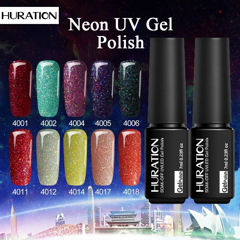 Huration новый набор для маникюра гель лаком неоновый Блестящий УФ светодиодный