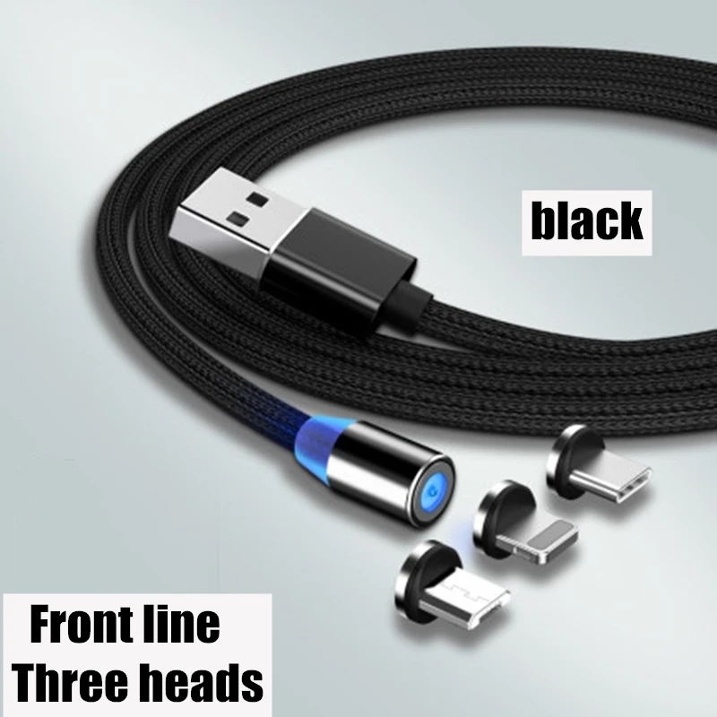 Магнитный USB кабель для зарядки и передачи данных для type-C IOS iPhone Android Micro USB кабель для быстрой зарядки и синхронизации данных для смартфонов - Цвет: 3 in 1 black