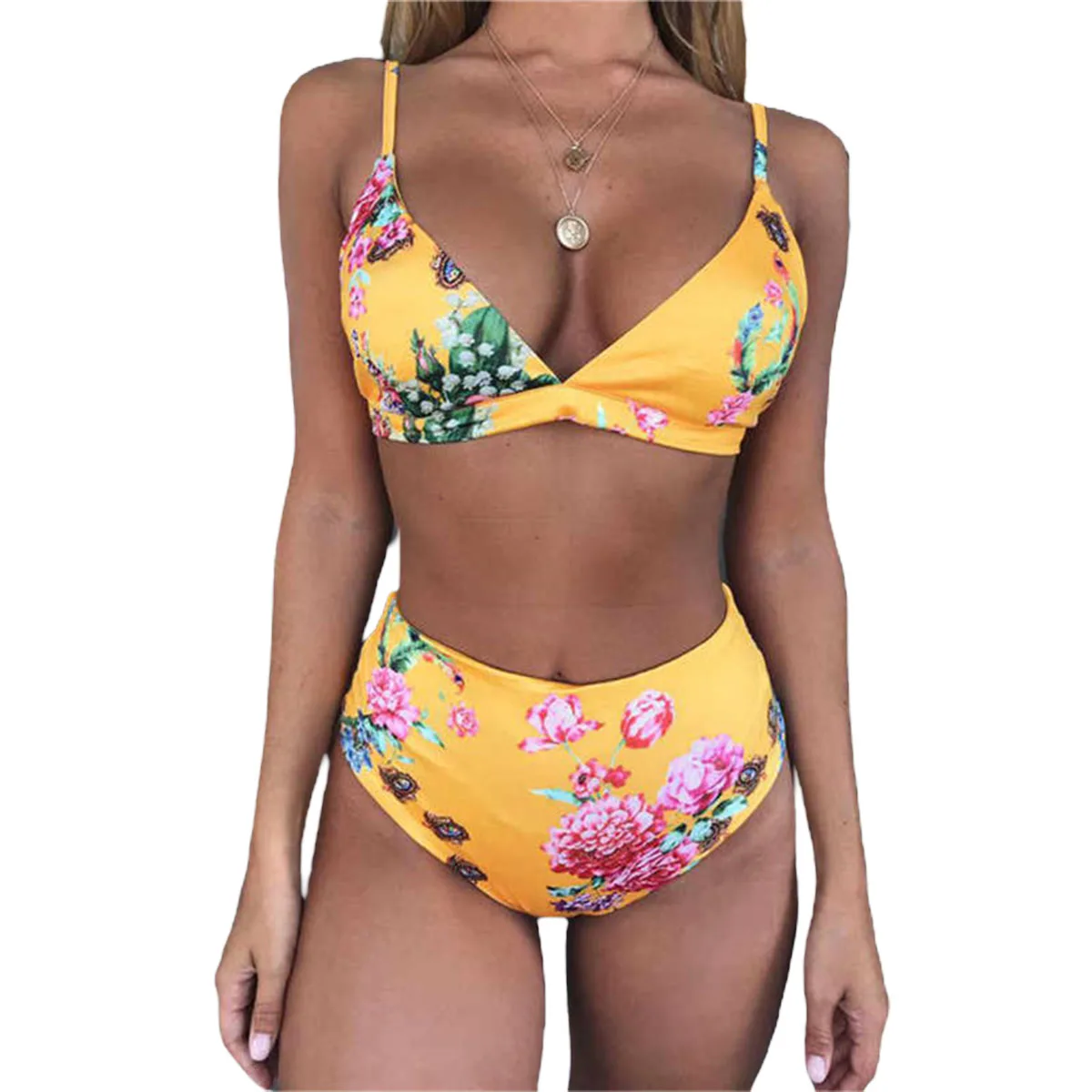 

High Waist Swimsuit Summer Women Beachwear Floral/Zebra Print Bathing Suit Push Up Bra and Bottoms Brazilian Bikini Feminino
