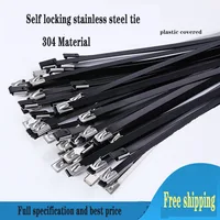 20PCS 4.6x150 to 1200 Multi-Purpose Metal Zip Ties Stainless Steel twist black cable Ties Locking Metal Zip-Exhaust Wrap Coated