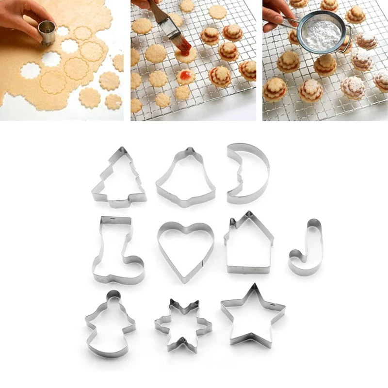 

10pcs Baking Mould Stainless Steel Christmas Scenario Cookies Cutter Biscuit Mold Set Fondant Bakeware Mould Tools New C42