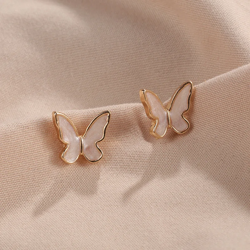 

Metal Women Stud Earrings Classic Exquisite Butterfly Earrings Girls Cute Colorful Fashion Simple Earrings Female Party Jewelry