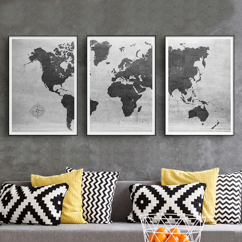 

Vintage World Map Canvas Painting Print Poster Wall Art Pictures For Living Room Dorm Modern Home Decoration Murals