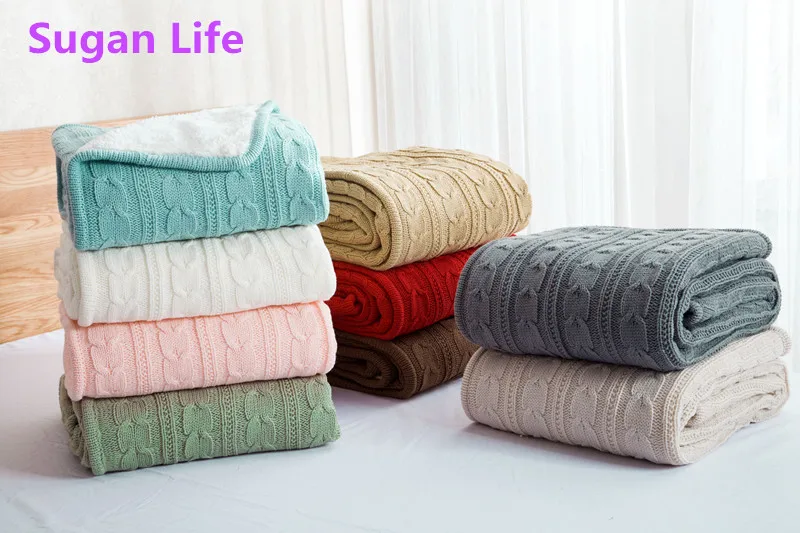 

Sugan Life NEW 9 colour Autumn and winter sofa blankets European retro plus velvet knitted casual blankets Free shipping