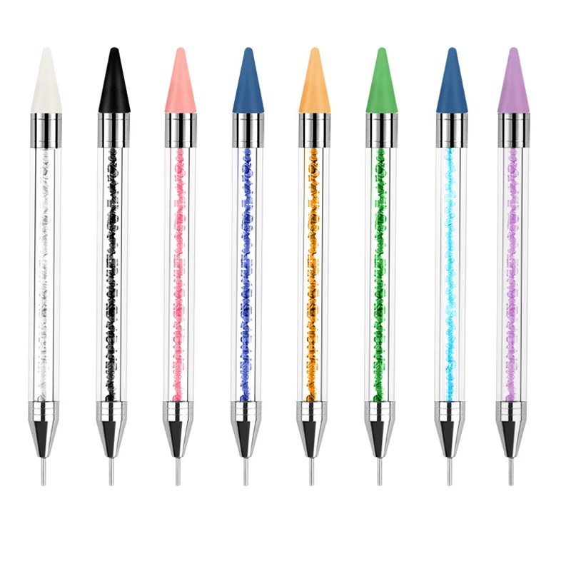 

1Pc High Quality Colorful Crystal Pen Dual Heads Picking Up Rhinestones Gems Sticky Wax Pencil Acrylic Metal Diamond Picker Pen