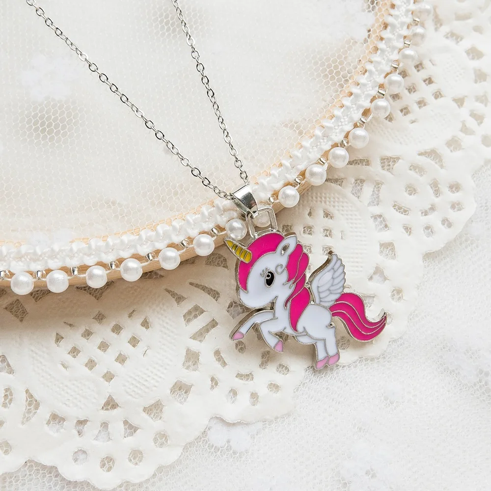 2019 девушки красочные Радуга ожерелье с подвеской в виде единорога мультфильм