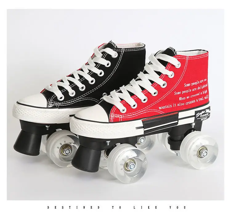

Summer Breathable Double-Row Roller Skates Shoes Flash Wheel Black+Red Black+Yellow Outdoor Training Man Woman Skate Sneakers