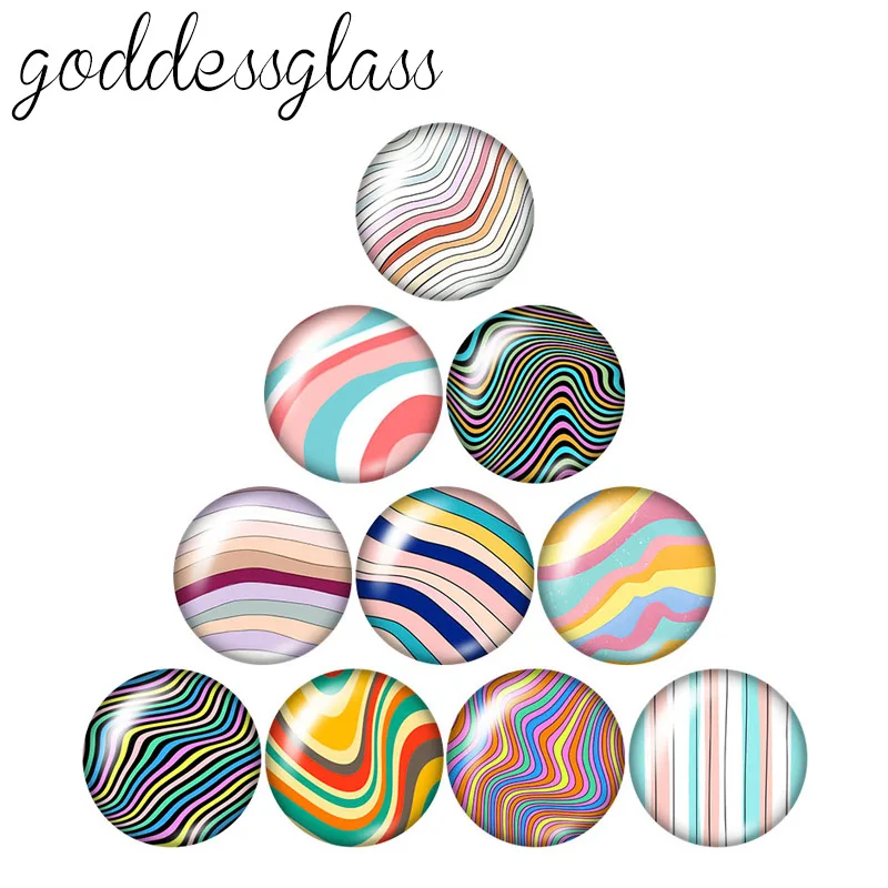 

New Colorful Line patterns Drawings 10pcs 12mm/18mm/20mm/25mm Round photo glass cabochon demo flat back Making findings ZB0948