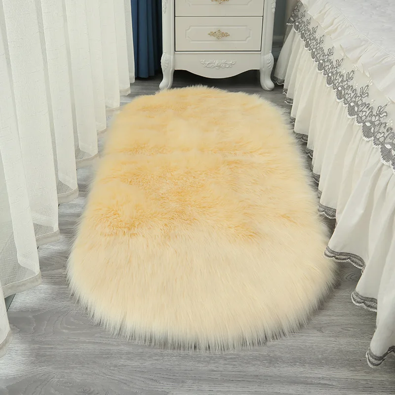 

Simplicity Color Wool Carpets For Living Room Lengthen Plush Oval Carpet For Bedroom Comfortable Home Sofa Rug Chair Cushion Mat