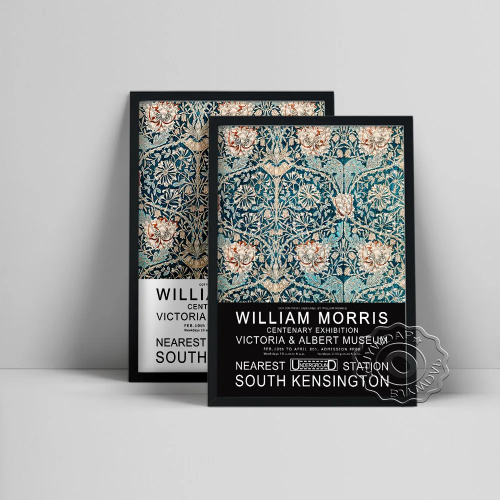 

William Morris Textile Pattern Floral Print Poster, Botanical Fabric Designs Exhibition Museum Canvas Painting, Wall Art Decor