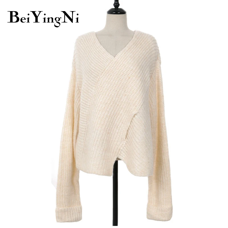

Beiyingni Sweater Women Autumn Winter Warm Casual Loose Plus Size Knit Pullover Female Top Coat Sexy Vintage Pull Femme Sweaters