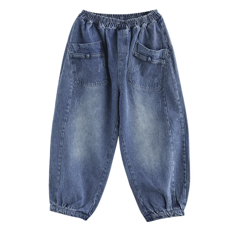 Женские джинсы в китайском стиле Max LuLu осенне-зимние свободные джинсовые