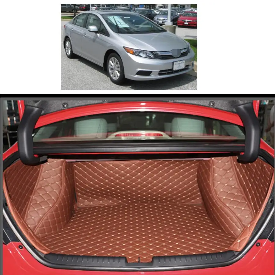 for Leather Car Trunk Mat Cargo Liner for Honda Civic 2011 2012 2013 2014 2015 9th Civic Rug Carpet Interior Accessories