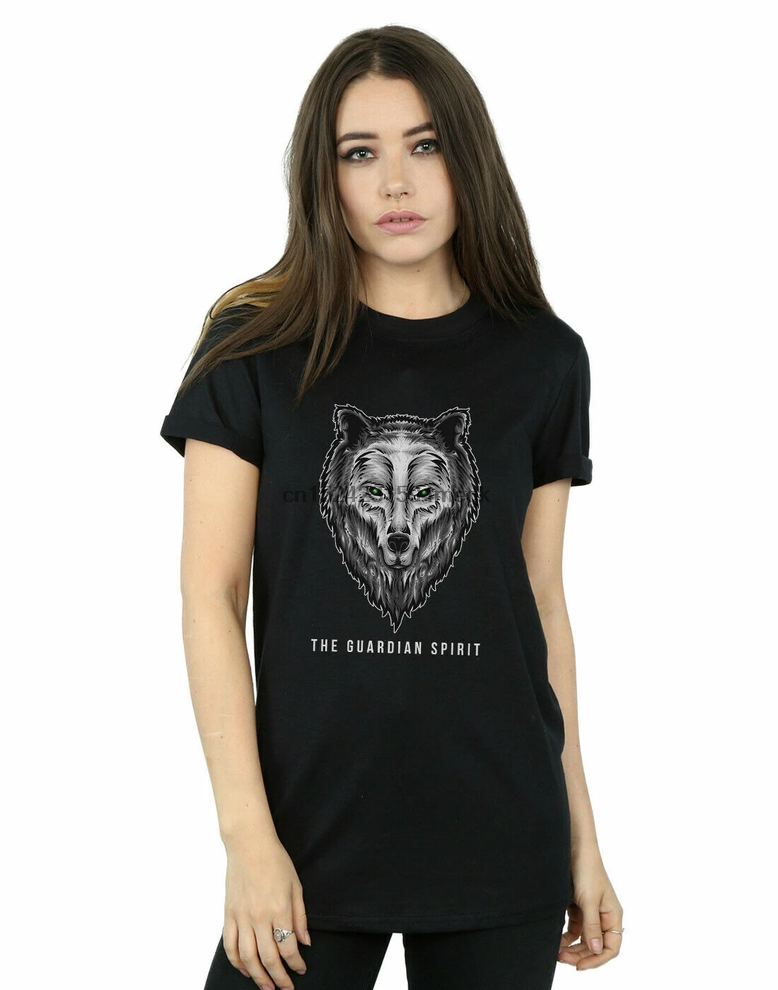 

Drewbacca Women Wolf Guardian Spirit Boyfriend Fit T-Shirt