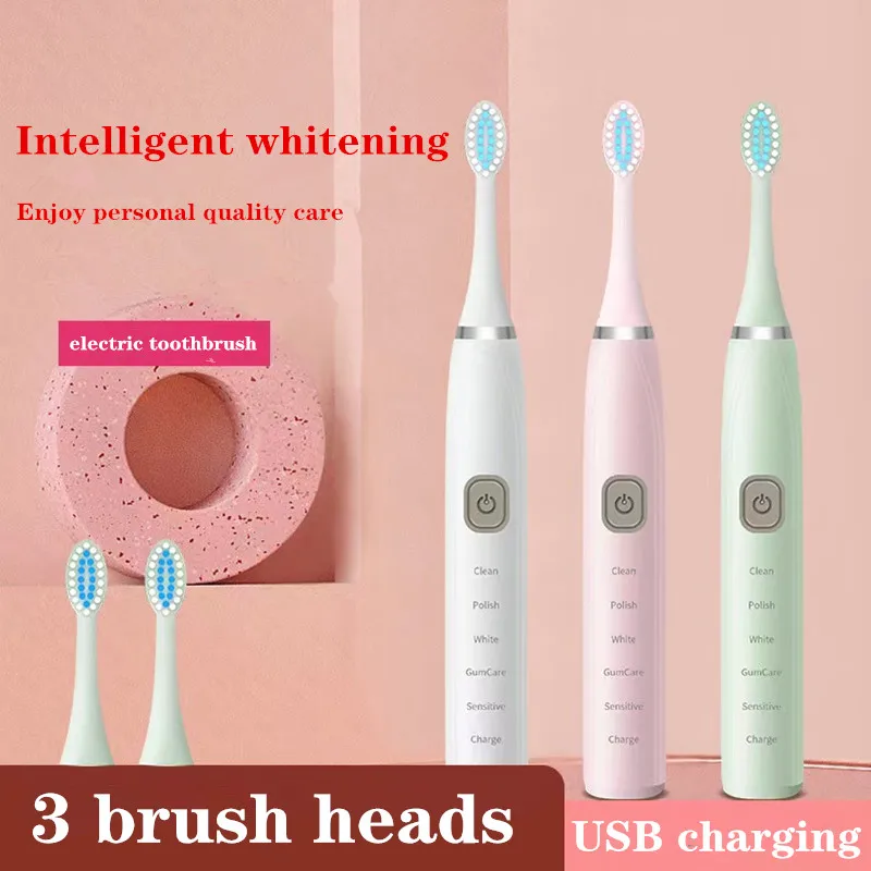 

008 USB перезаряжаемая электрическая зубная щетка для взрослых, водонепроницаемая ультразвуковая мягкая Бытовая щетка для волос