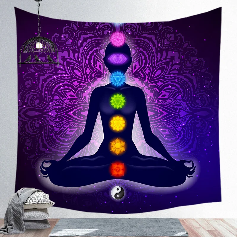 

3D Printed Yoga Mandala Tapestry Bedroom Hanging Cloth Background Cloth Living Room Wall Cover Home Decor Tapestries