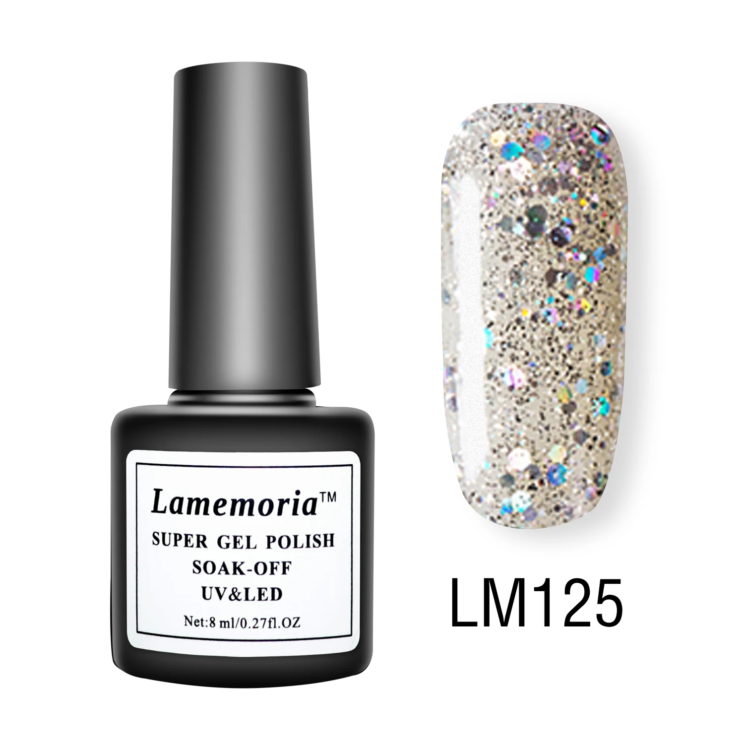 LM125 Lamemoria, 8 мл, синий блестящий Гель-лак для ногтей, гибрид, УФ Гель-лак, лаки для маникюра, основной дизайн, маникюр, Нейл-арт, топ, Nagellak - Цвет: LM125