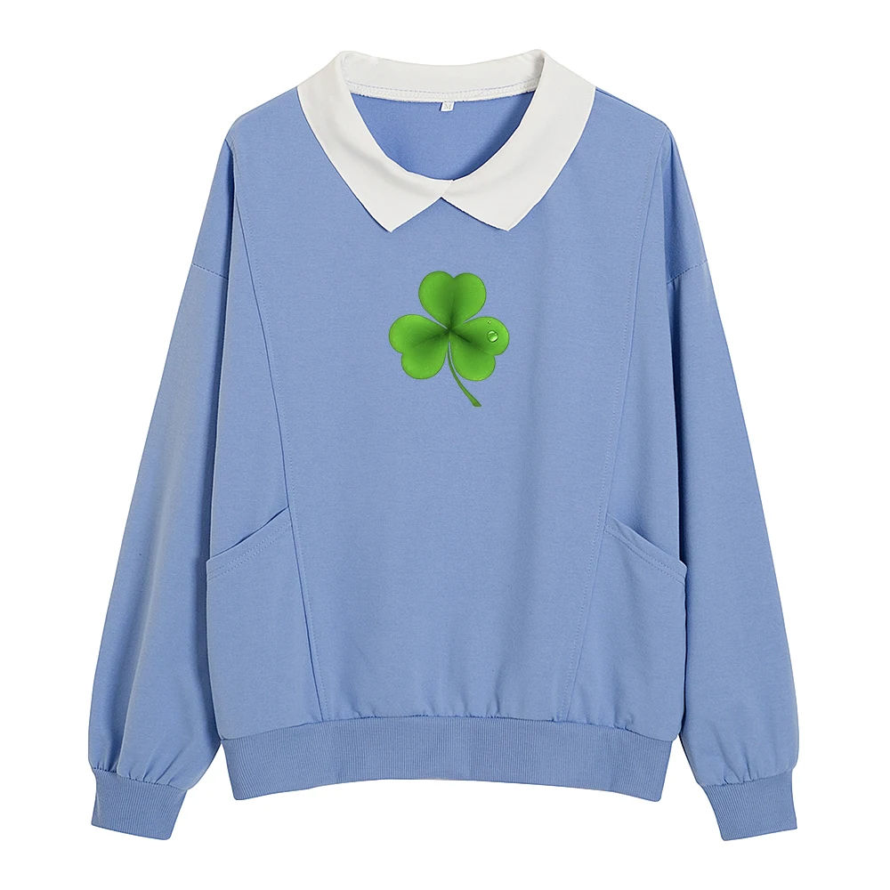 Lucky Color Green Hoodies Cute Sweatshirts for Teens Vintage Streetwear Loose Spring Autunm Cotton Sweetshirt St. Patrick's Day