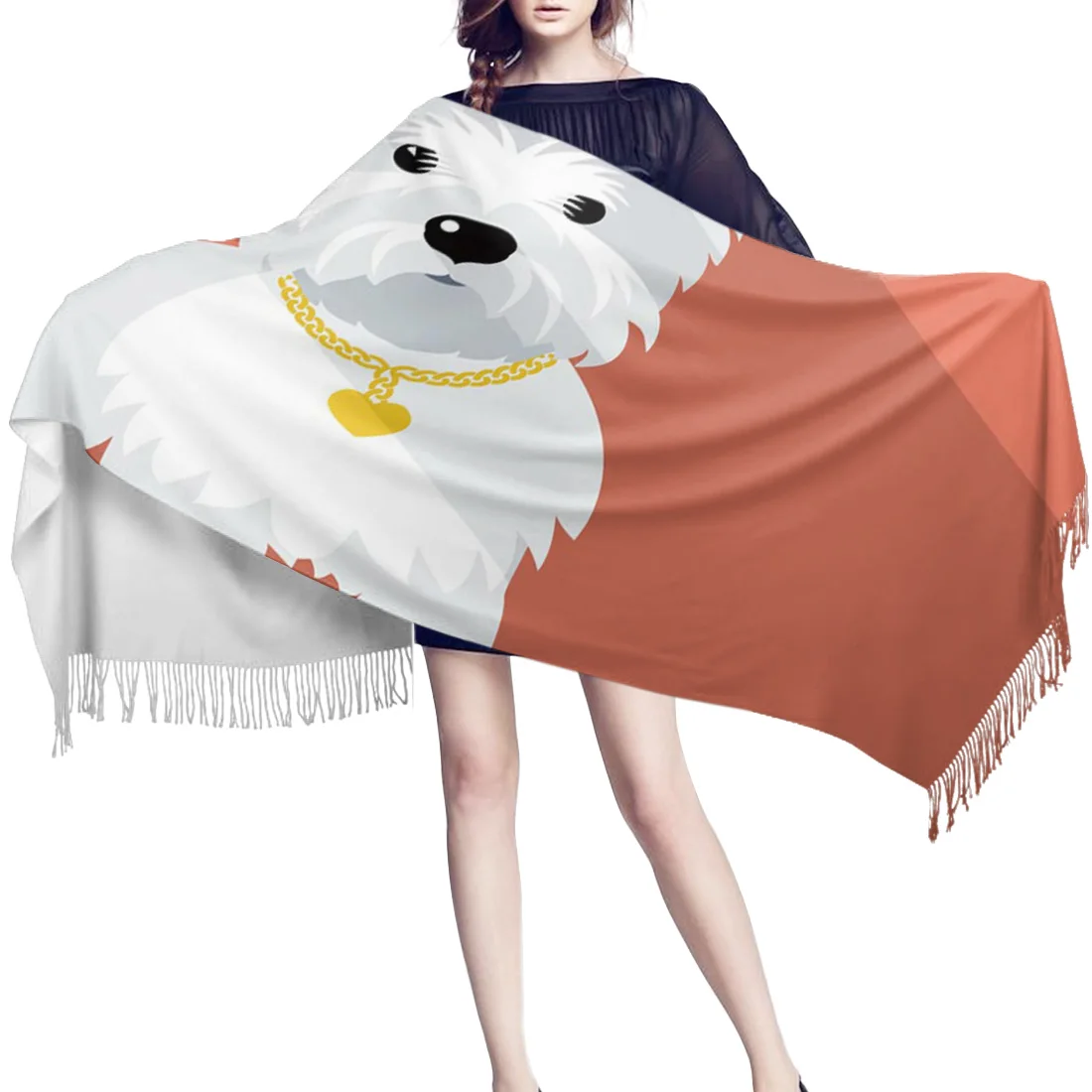 Ожерелье для щенков белое золотое одеяло с милыми животными шерстяная шаль