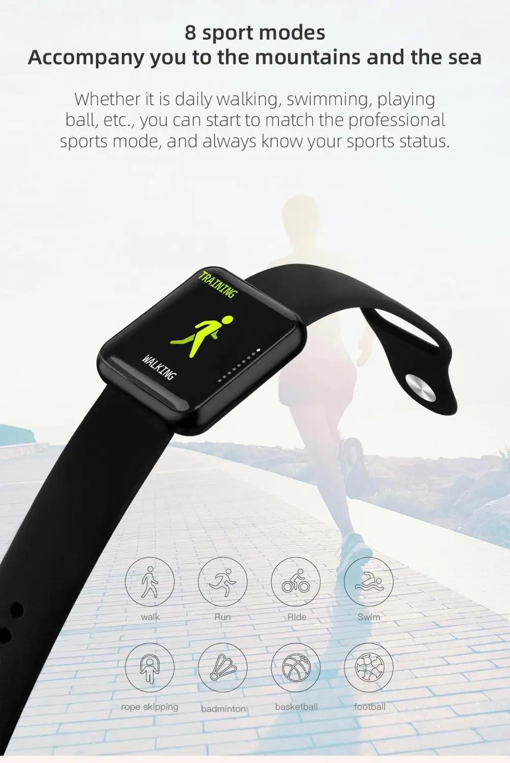 Мужские и женские Смарт часы Focusmart водонепроницаемый фитнес трекер IP68 с