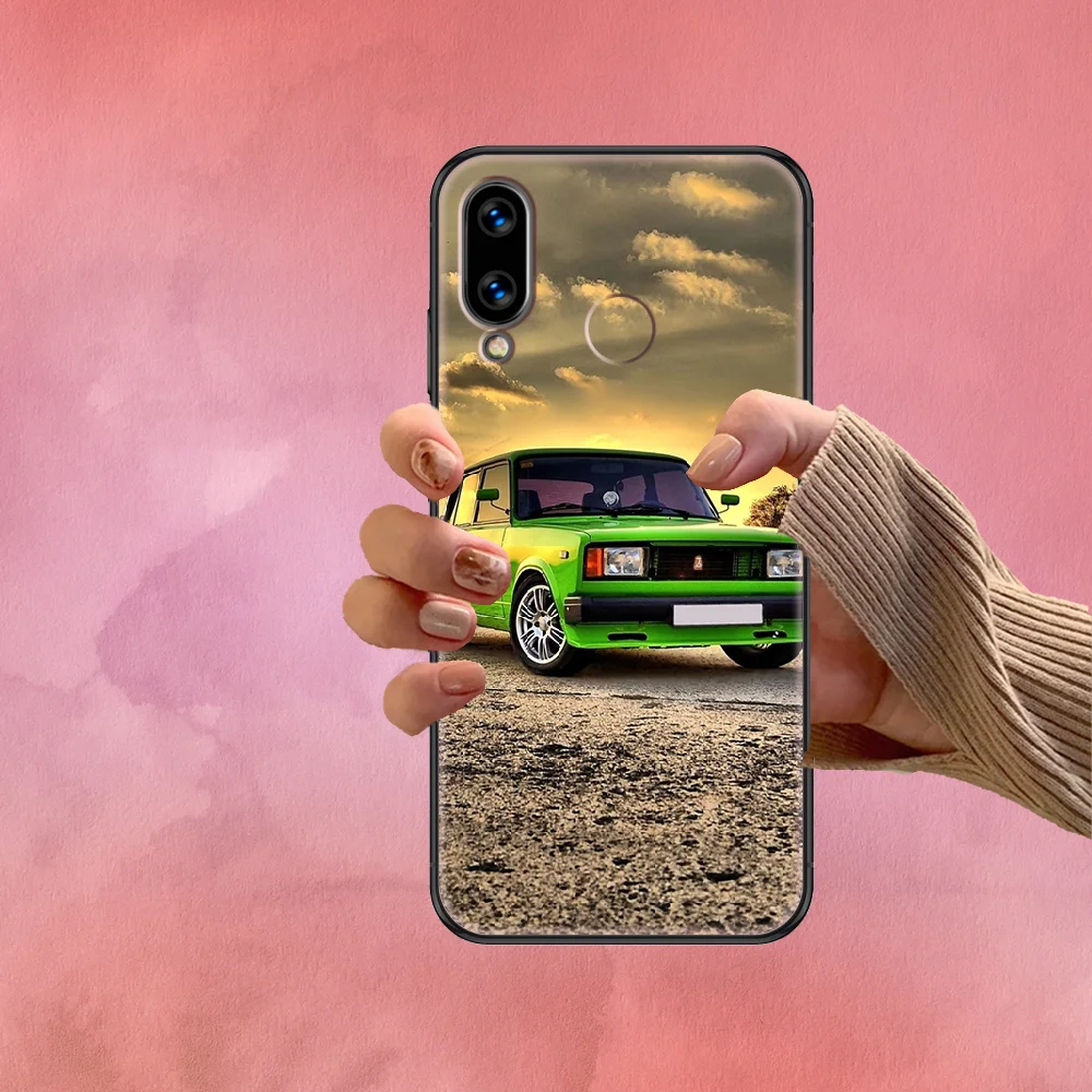 

sport car lada Phone case For Huawei Honor 6 7 8 9 10 10i 20 A C X Lite Pro Play black painting back art waterproof silicone