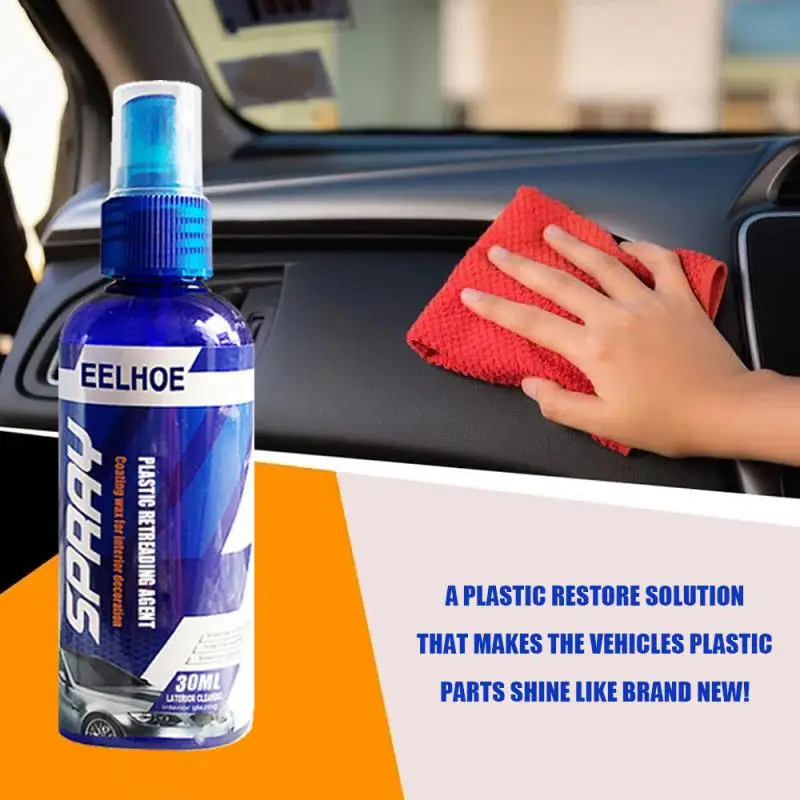 

30ml Car Interior Plastic Retreading Agent Car Hydrophobic Polish Nano-Coating Spray Scratch Repair Cleaning Agent with Sponge