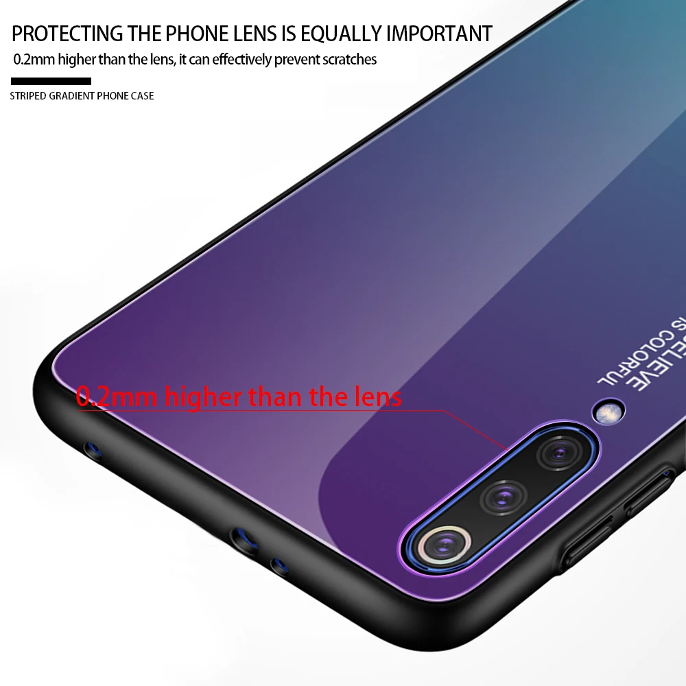 Чехол из закаленного стекла для Xiaomi Mi A3 Lite 9T RedMi 7A Note 7 8 K20 Pro цветной градиентный глянцевый чехол для Xiaomi RedMi Note 8