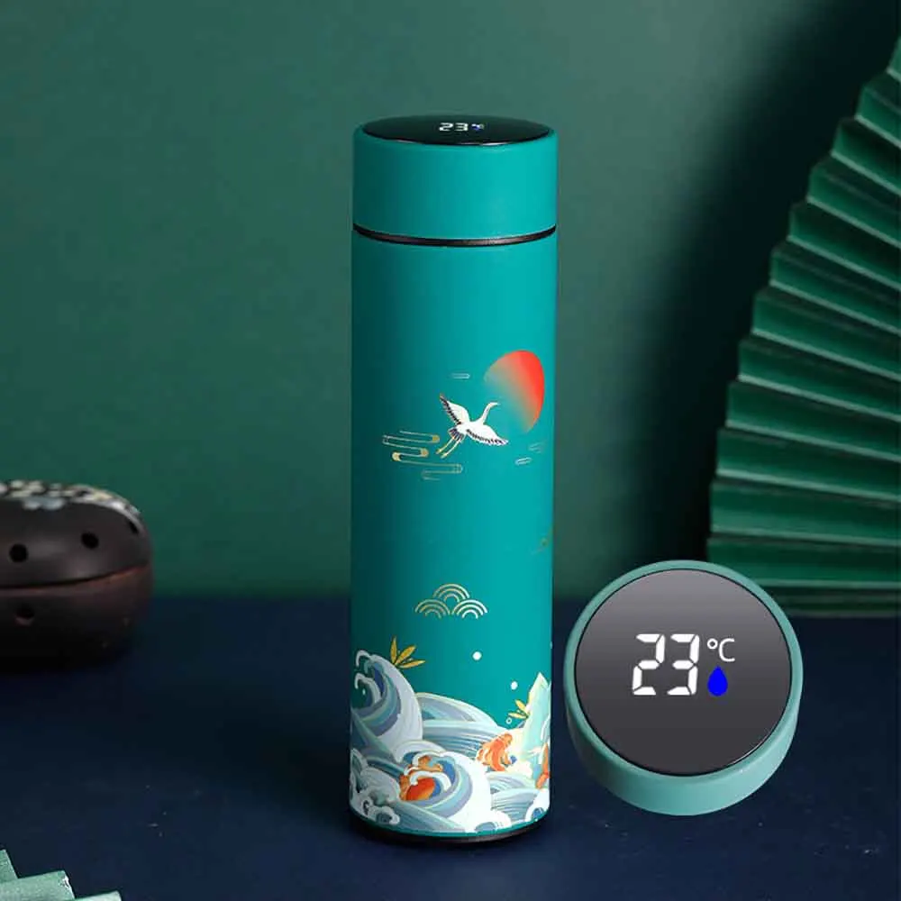 

Chinese Style Thermo Bottle Cup Smart Temperature Display Potable Heat Hold Vacuum Flask For Thermos Mug Cups Water Bottle 500ML
