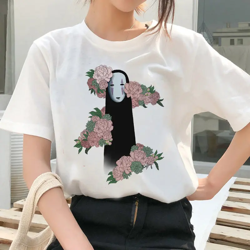 

Totoro Spirit Away Printed T Shirt Female Japanese Anime T-shirt Miyazaki Hayao Clothes O Neck Female Tee Tops