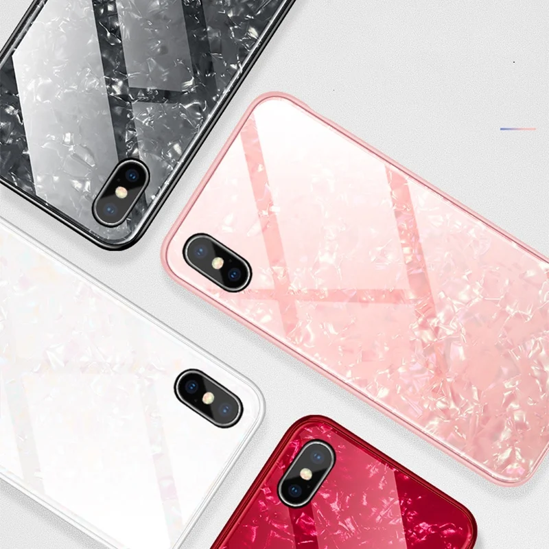 Блестящий чехол из закаленного стекла для IPhone X s max Xr Xs 7 8 6s 6 Plus Жесткий Чехол чехлы