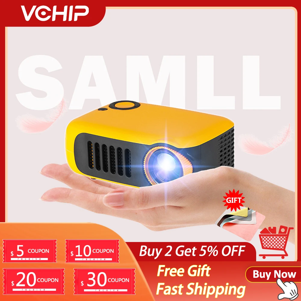 

VCHIP A2000 Mini Projector Portable projector For Home Supports 1080P TV LED HDMI USB Portable Theater Media Player With Gift