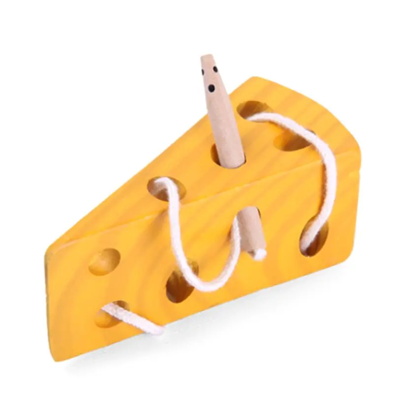 Деревянные игрушки в форме сыра игра на шнуровке для малышей детская головоломка