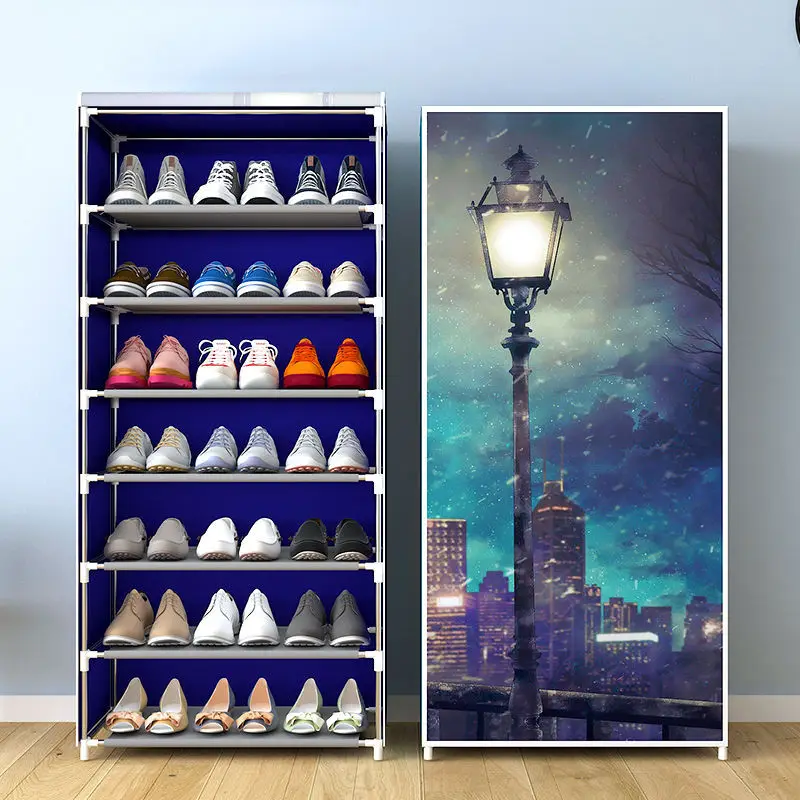 

[Zipper type] Simple multi-layer shoe rack household dust-proof assembly economical cloth shoe cabinet