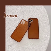 simple korean couple retro brown solid color phone case silicone cover for coque iphone 12 mini 11 pro xs max 7 8 plus x xr case