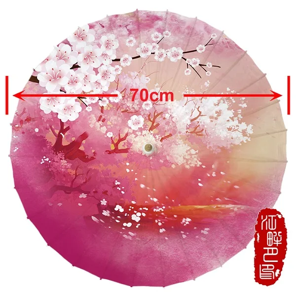 Diameter 70CM JPY ремесло смазанный бумажный зонтик для женщин танцевальный декоративный китайский зонтик японский реквизит для выступлений винтажный Ретро зонтик - Цвет: Diameter 70CM